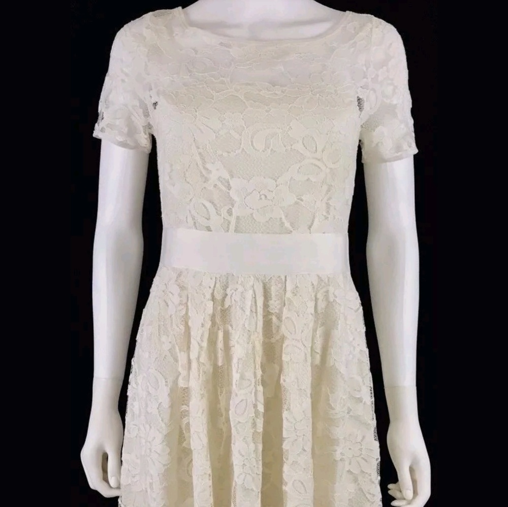 Modcloth cream lace dress L retro rockabilly